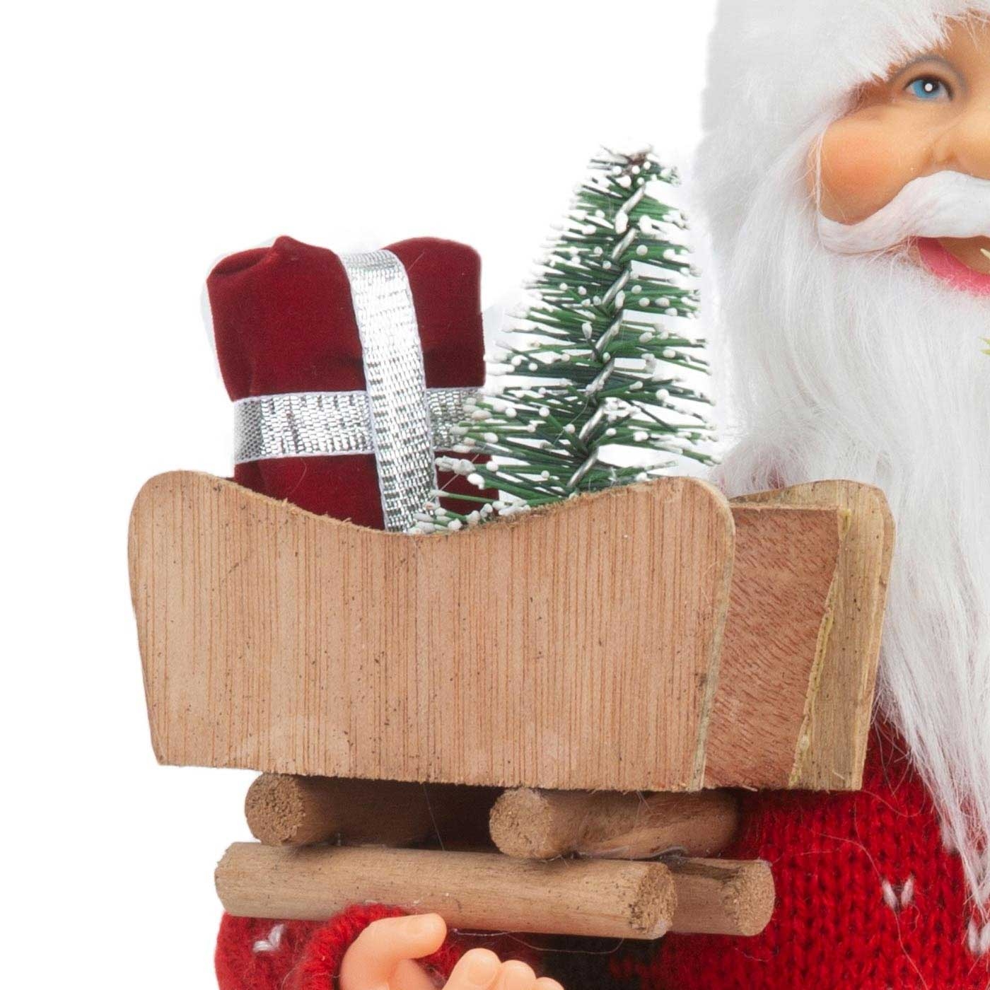 Muñeco Papá Noel JOY Abrigo de Lana Rojo con Bastones de Esquí 30 cm Muñeco Papá Noel JOY Abrigo de Lana Rojo con Bastones de Esquí 30 cm