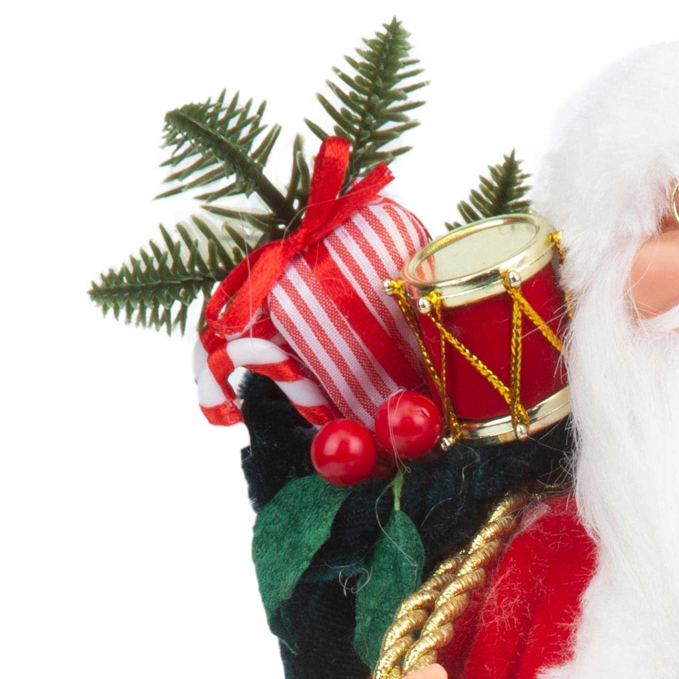 Muñeco Papá Noel JOY con Bolsa de Regalos, Tambor y Oso de Peluche 30 cm Muñeco Papá Noel JOY con Bolsa de Regalos, Tambor y Oso de Peluche 30 cm