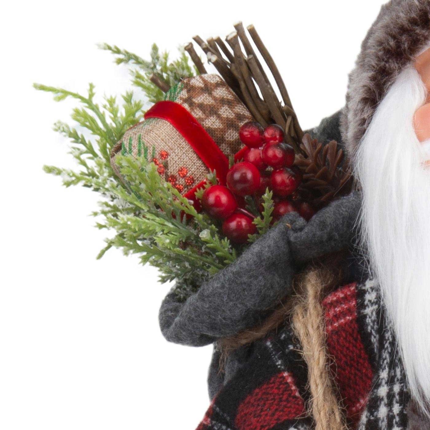 Muñeco Papá Noel JOY con Bolsa de Regalos, Farol y Letrero 45 cm Muñeco Papá Noel JOY con Bolsa de Regalos, Farol y Letrero 45 cm