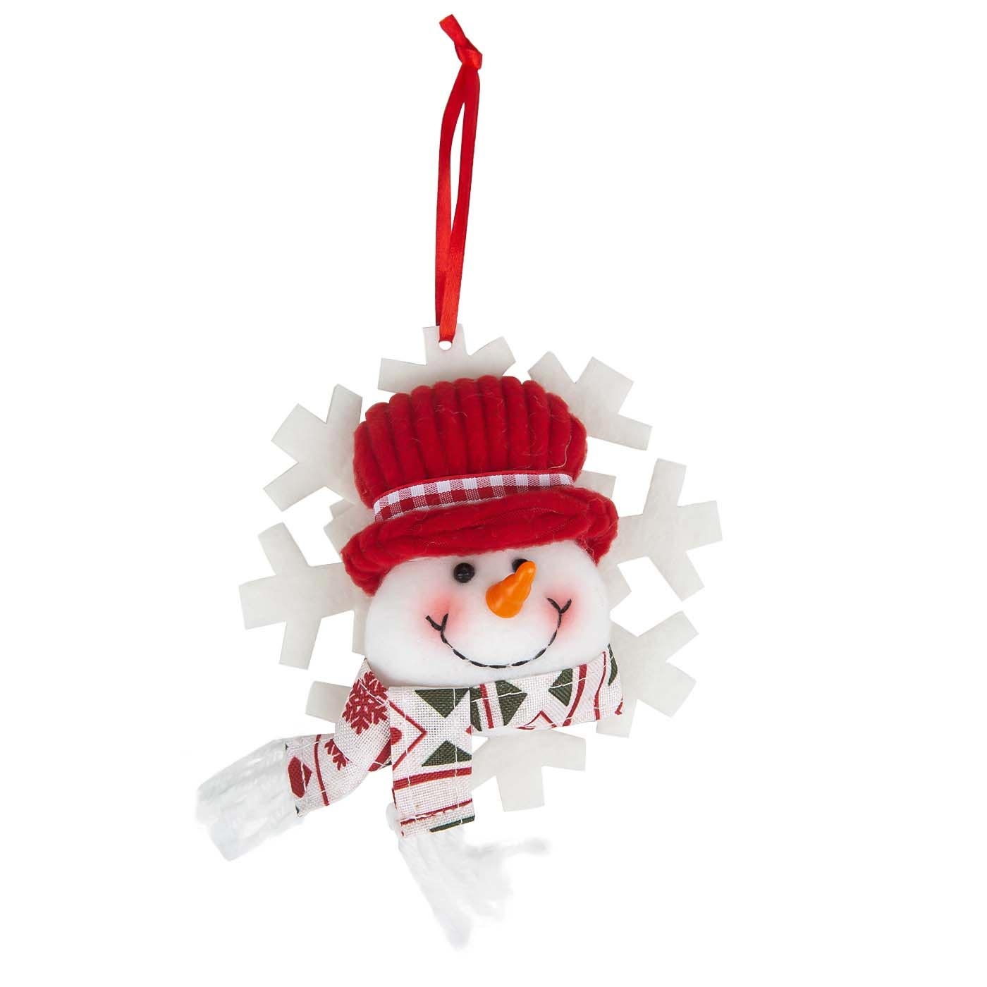 Adorno Navideño JOY Colgante Hombre de Nieve con Gorro y Bufanda Copo Nieve Blanco 11 cm Adorno Navideño JOY Colgante Hombre de Nieve con Gorro y Bufanda Copo Nieve Blanco 11 cm