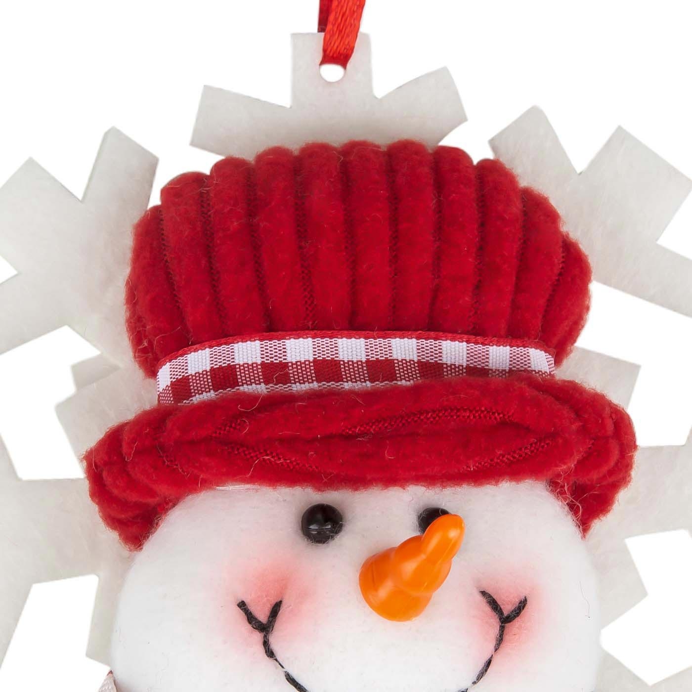 Adorno Navideño JOY Colgante Hombre de Nieve con Gorro y Bufanda Copo Nieve Blanco 11 cm Adorno Navideño JOY Colgante Hombre de Nieve con Gorro y Bufanda Copo Nieve Blanco 11 cm
