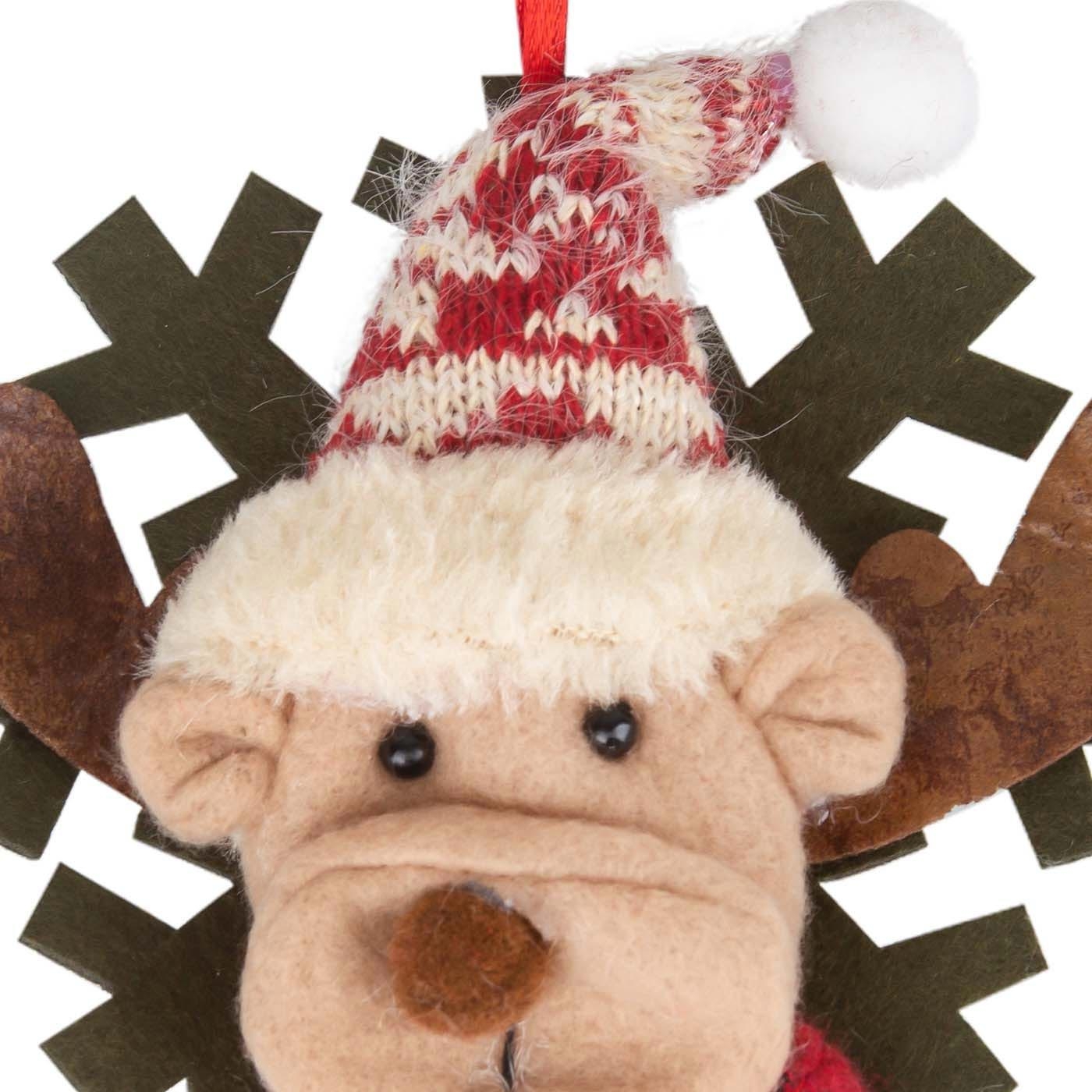 Adorno Navideñ JOY Colgante Reno con Gorro y Bufanda Tejida 11 cm Adorno Navideñ JOY Colgante Reno con Gorro y Bufanda Tejida 11 cm