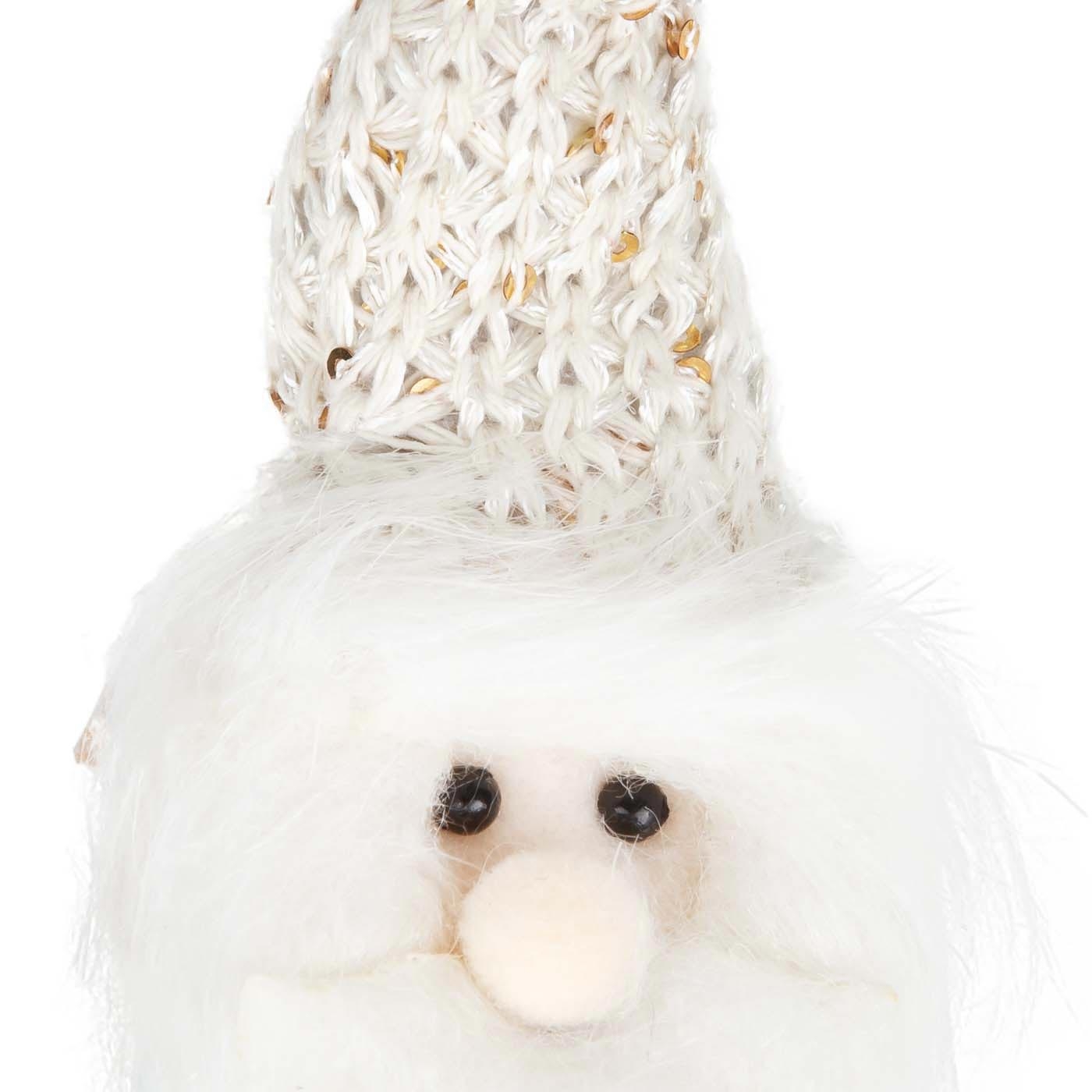 Adorno Navideño JOY Colgante Papá Noel Blanco con Gorro Tejido 11 cm Adorno Navideño JOY Colgante Papá Noel Blanco con Gorro Tejido 11 cm