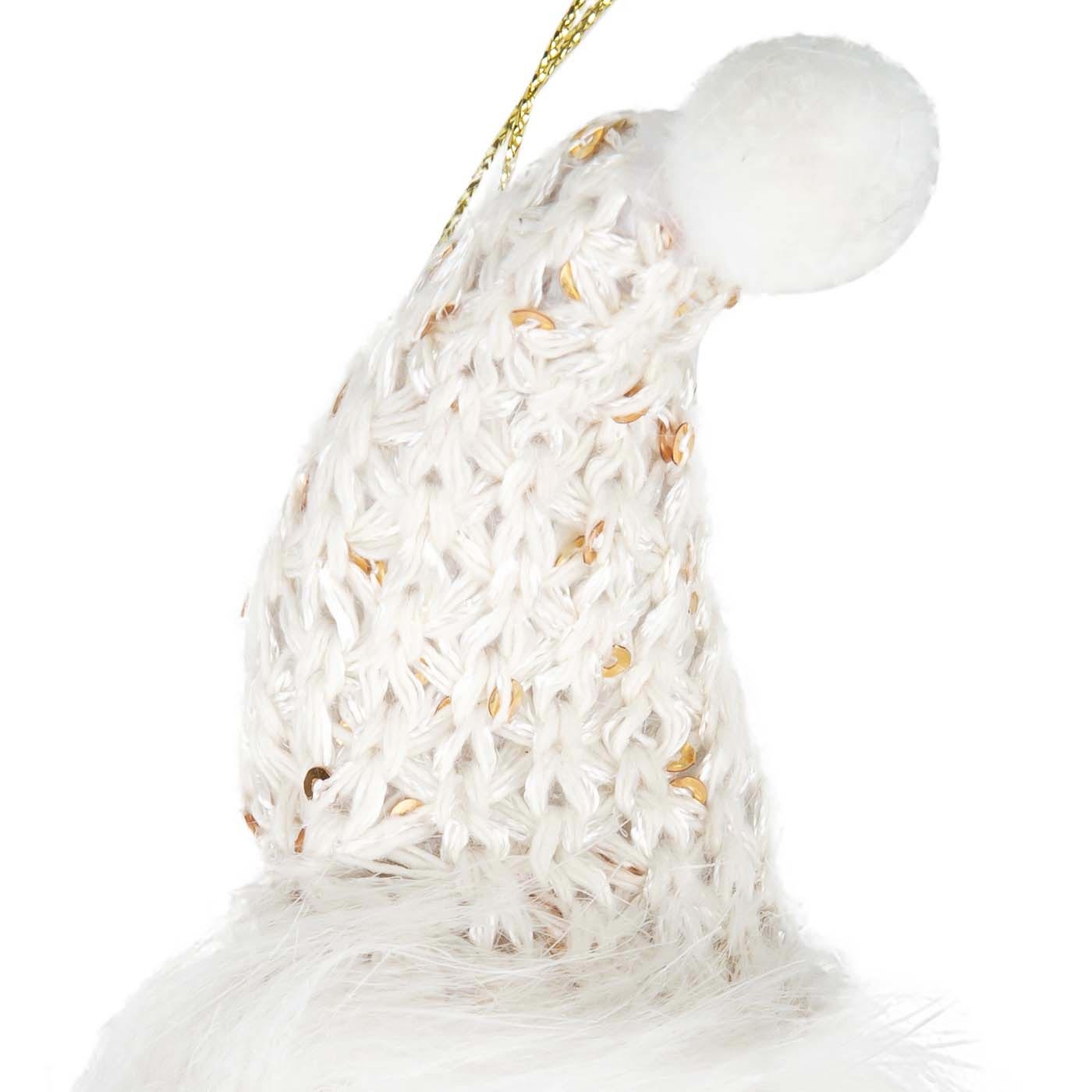 Adorno Navideño JOY Colgante Papá Noel Blanco con Gorro Tejido 11 cm Adorno Navideño JOY Colgante Papá Noel Blanco con Gorro Tejido 11 cm