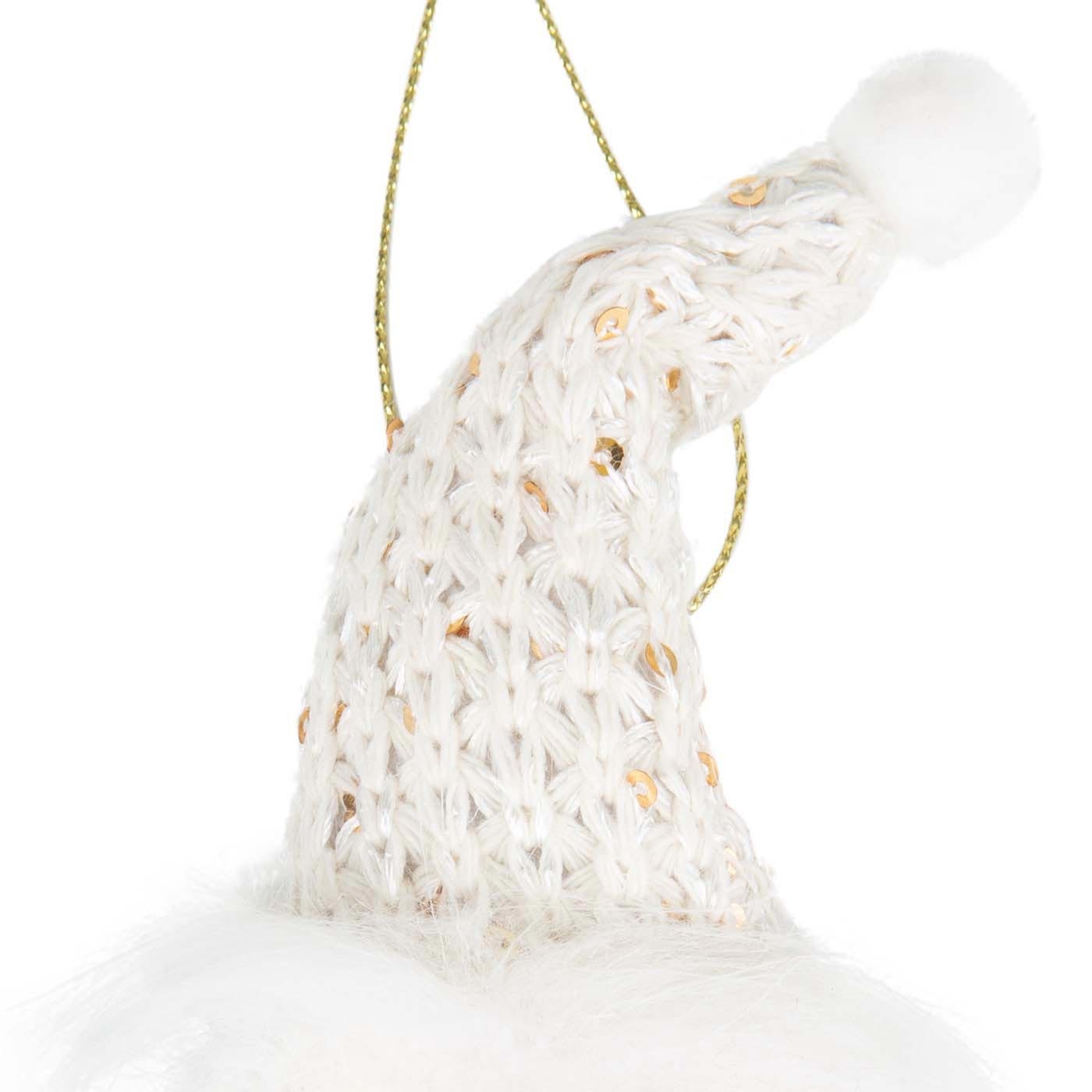 Adorno Navideño JOY Colgante Papá Noel Gorro Tejido Blanco 12 cm Adorno Navideño JOY Colgante Papá Noel Gorro Tejido Blanco 12 cm