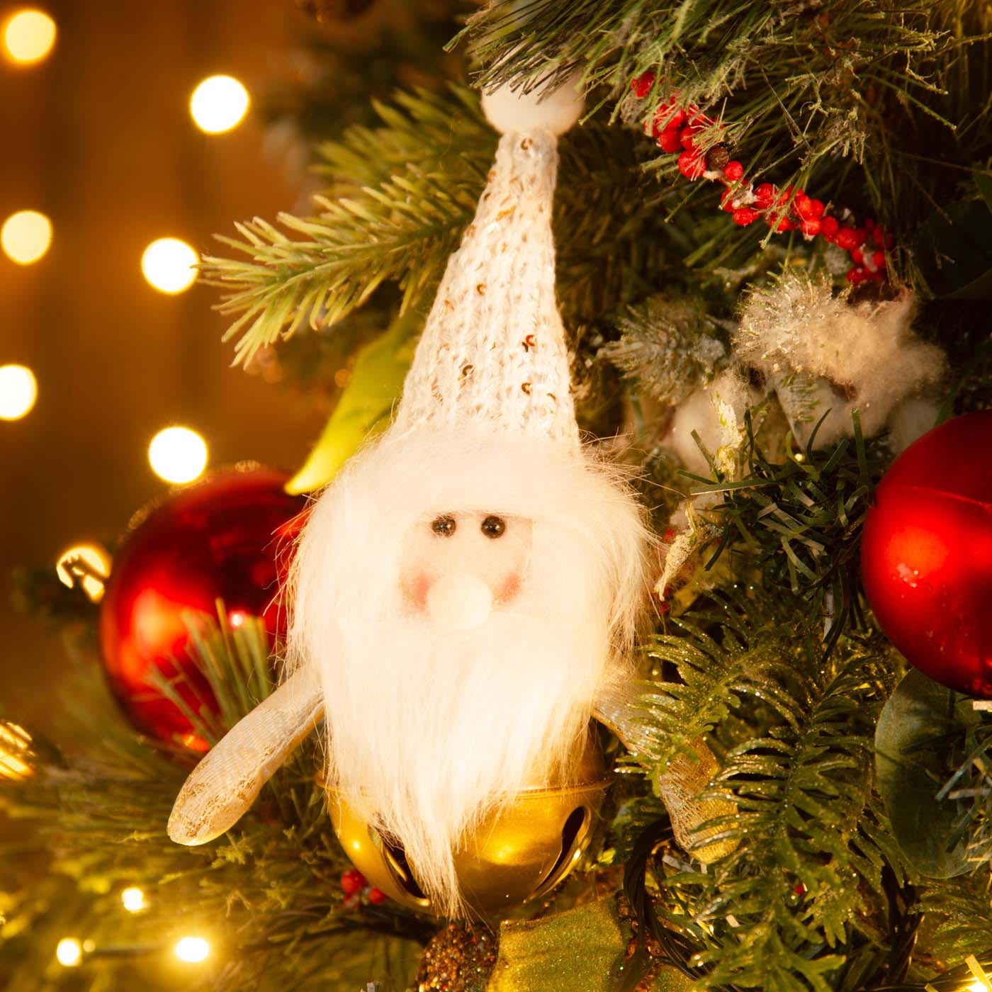 Adorno Navideño JOY Colgante Papá Noel con Gorro y Cascabel 12 cm Adorno Navideño JOY Colgante Papá Noel con Gorro y Cascabel 12 cm