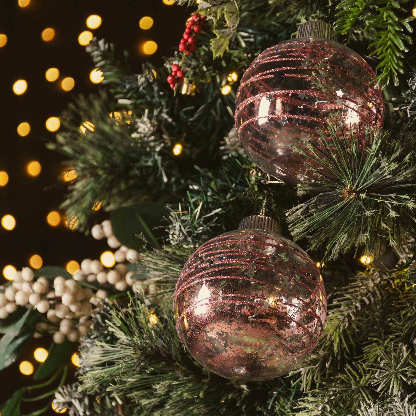 Bola de Navidad JOY Rosa con Estrellas 10 cm Bola de Navidad JOY Rosa con Estrellas 10 cm