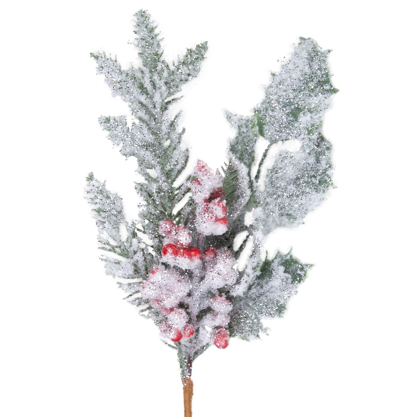 Adorno Navideño Rama JOY con Hojas y Berries Nevadas 25 cm Adorno Navideño Rama JOY con Hojas y Berries Nevadas 25 cm