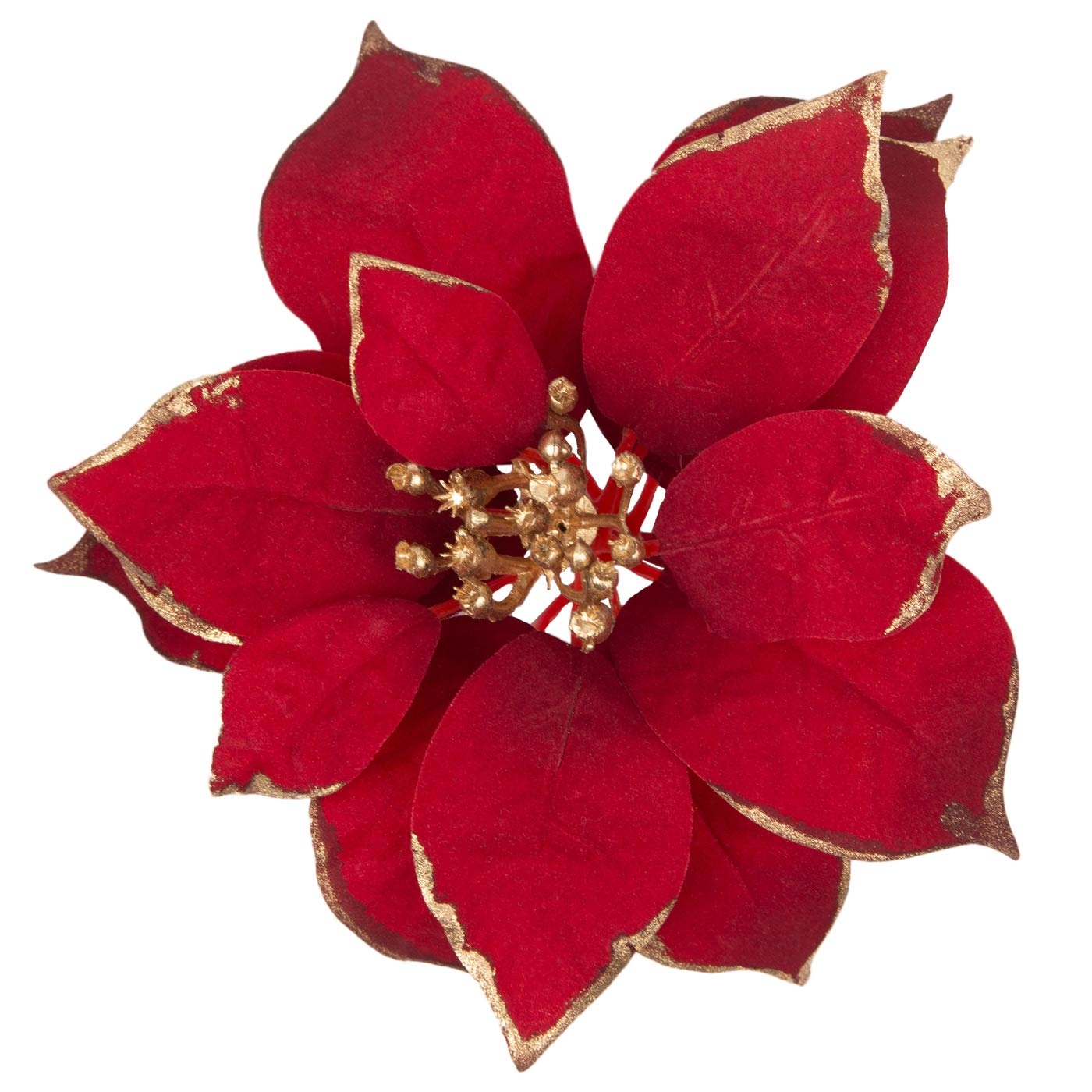 Adorno Navideño Rama Flor JOY Poinsettia Roja Clip Adorno Navideño Rama Flor JOY Poinsettia Roja Clip