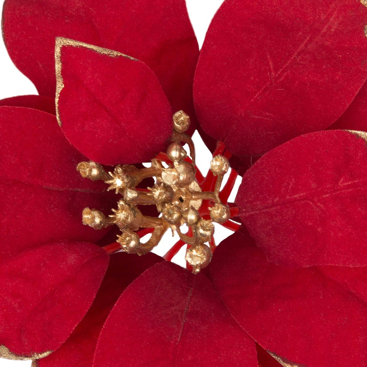Adorno Navideño Rama Flor JOY Poinsettia Roja Clip Adorno Navideño Rama Flor JOY Poinsettia Roja Clip