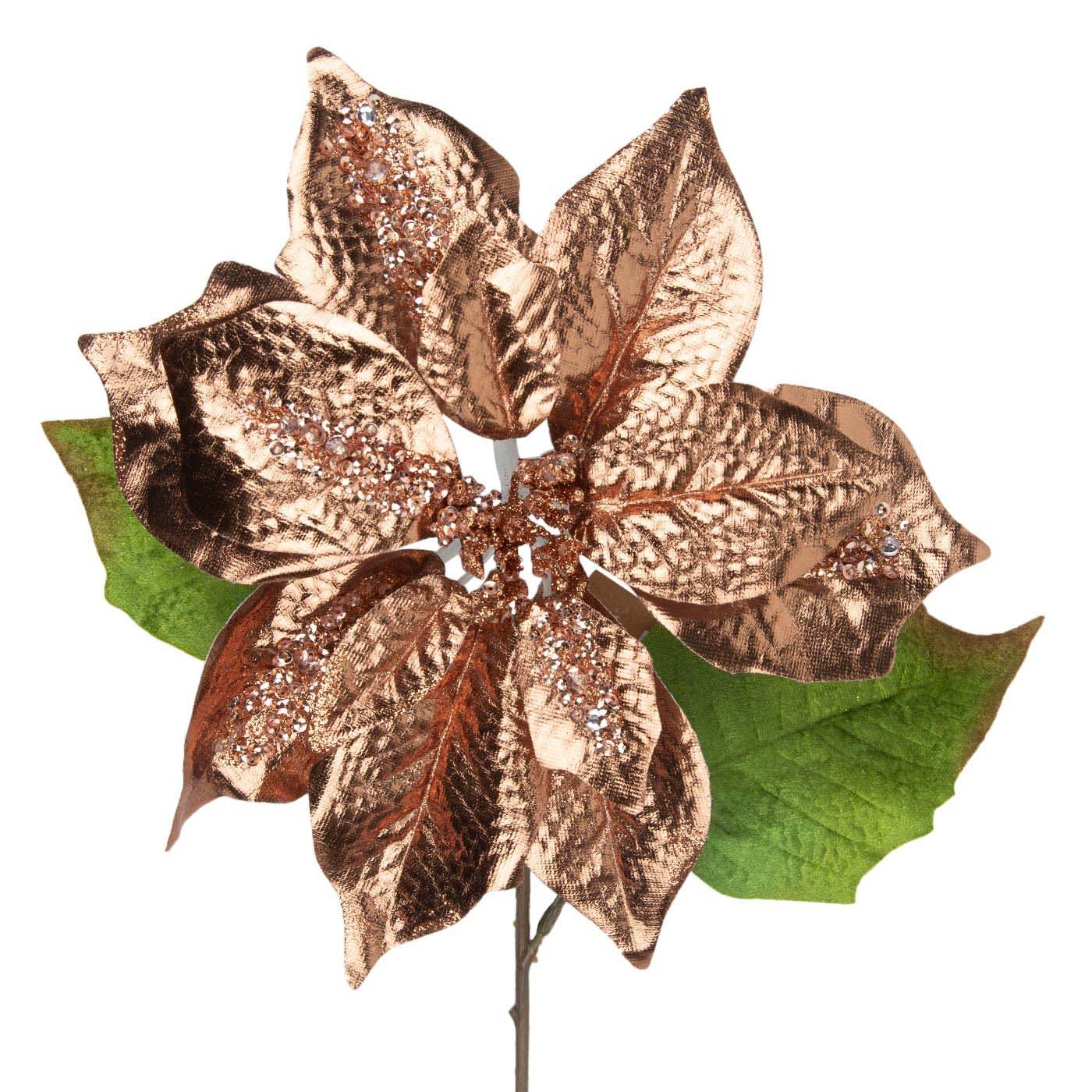 Adorno Navideño Rama Flor JOY Poinsettia Rosada Metalizada 50 cm Adorno Navideño Rama Flor JOY Poinsettia Rosada Metalizada 50 cm