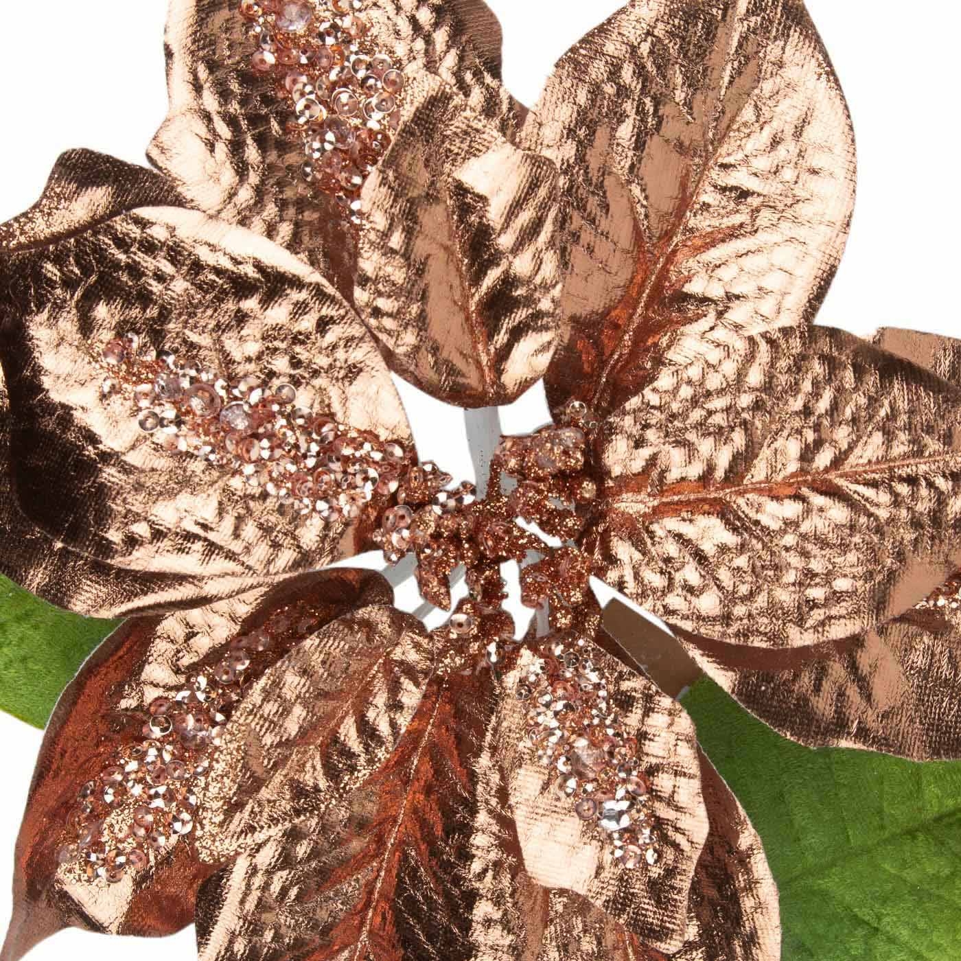 Adorno Navideño Rama Flor JOY Poinsettia Rosada Metalizada 50 cm Adorno Navideño Rama Flor JOY Poinsettia Rosada Metalizada 50 cm