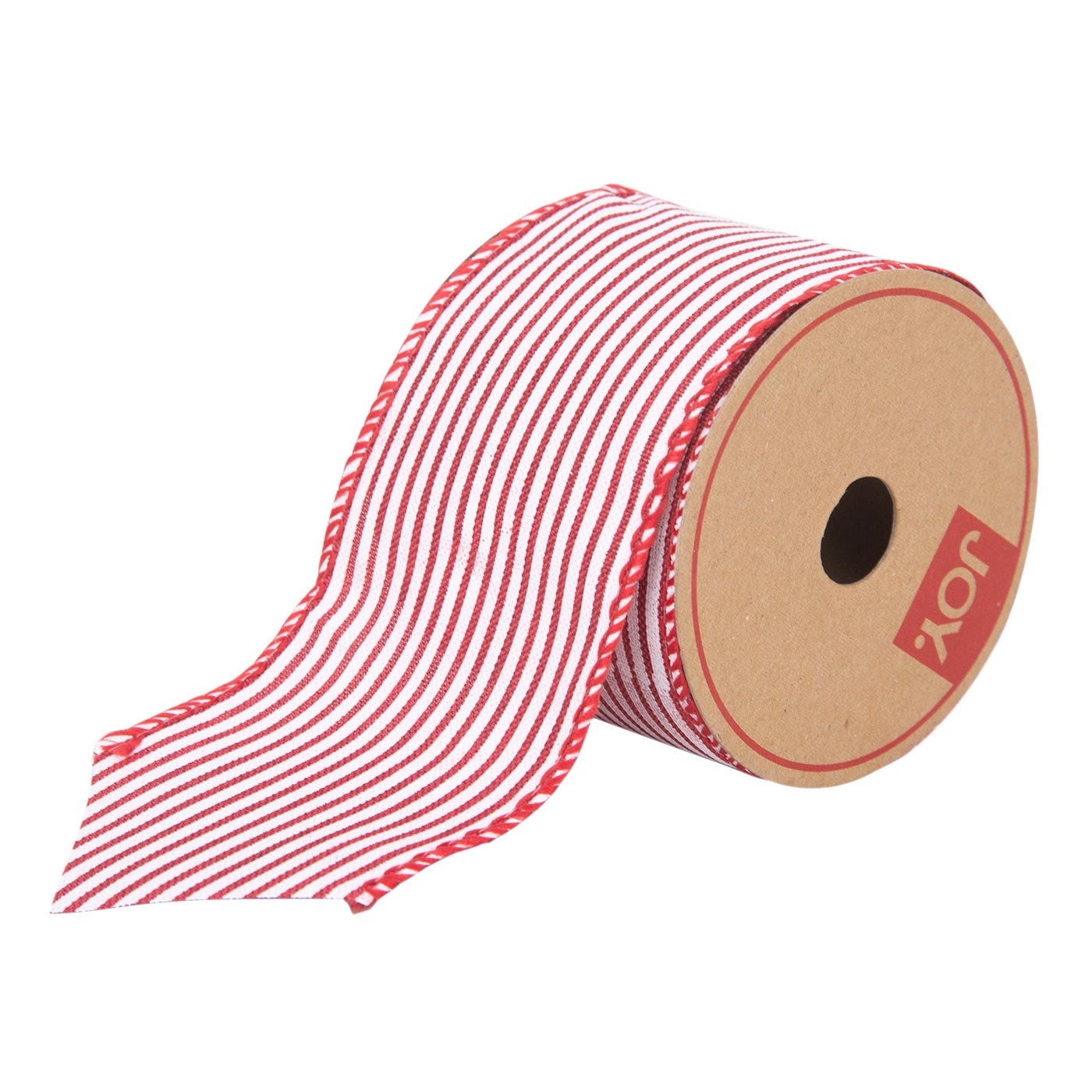 Cinta Navideña JOY Blanca Líneas Rojas 6.3 cm Cinta Navideña JOY Blanca Líneas Rojas 6.3 cm