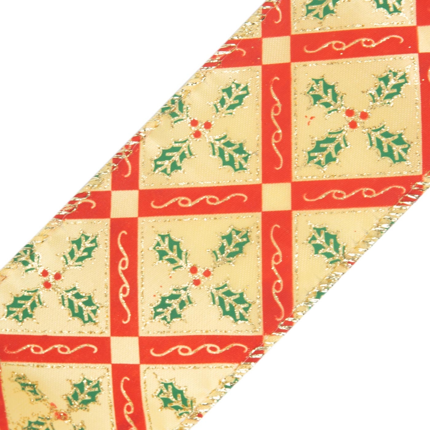 Cinta Navideña JOY Rombos y Hojas con Berries 6.3 cm Cinta Navideña JOY Rombos y Hojas con Berries 6.3 cm