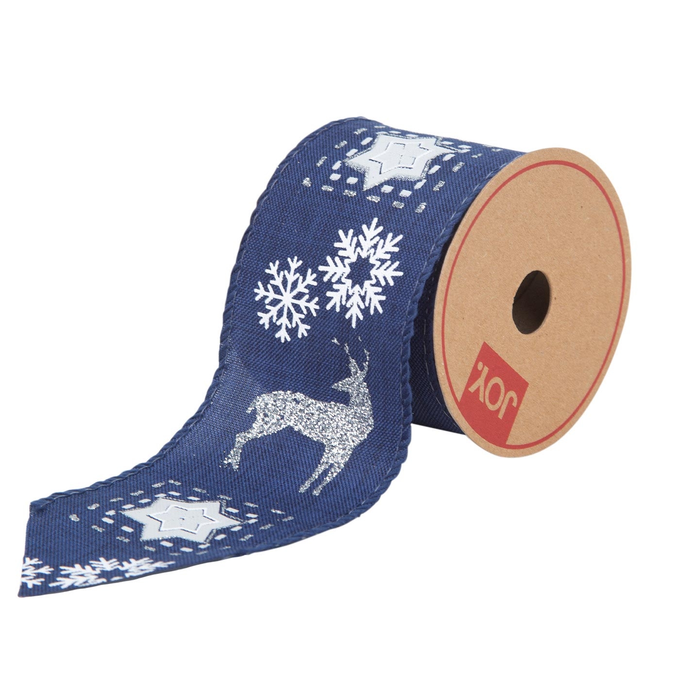 Cinta Navideña JOY Reno, Estrellas y Copos de Nieve Azul 6.3 cm Cinta Navideña JOY Reno, Estrellas y Copos de Nieve Azul 6.3 cm