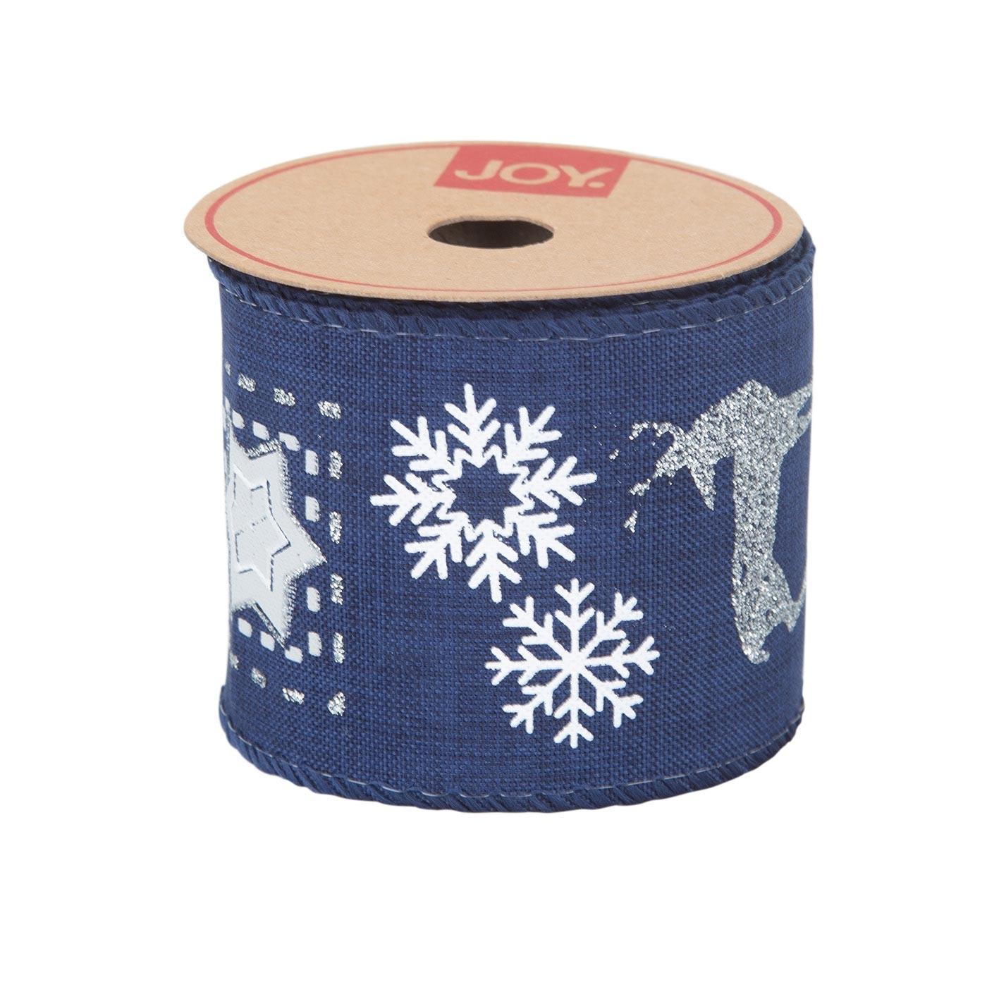 Cinta Navideña JOY Reno, Estrellas y Copos de Nieve Azul 6.3 cm Cinta Navideña JOY Reno, Estrellas y Copos de Nieve Azul 6.3 cm