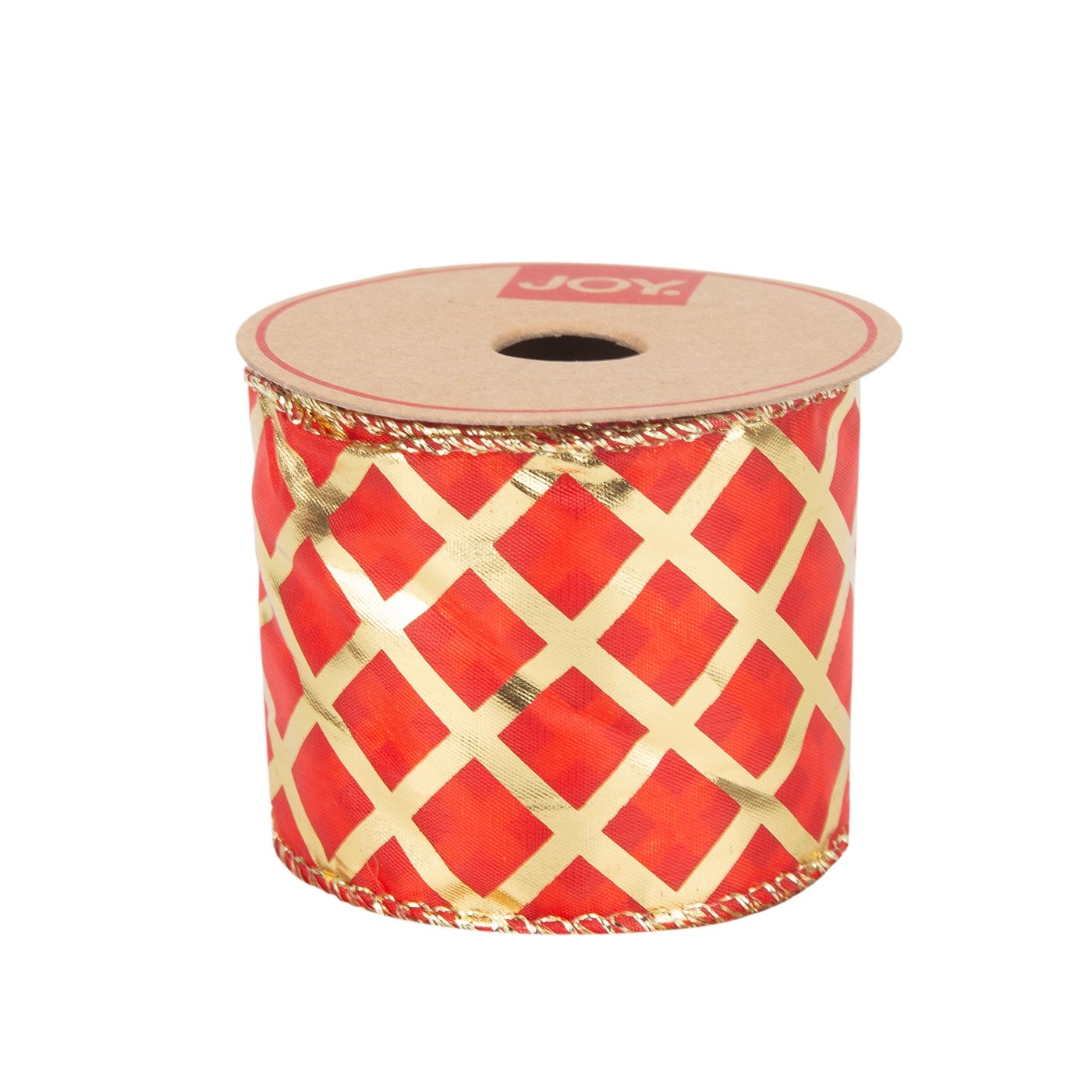 Cinta Navideña JOY Roja Rombos Dorados 6.3 cm Cinta Navideña JOY Roja Rombos Dorados 6.3 cm