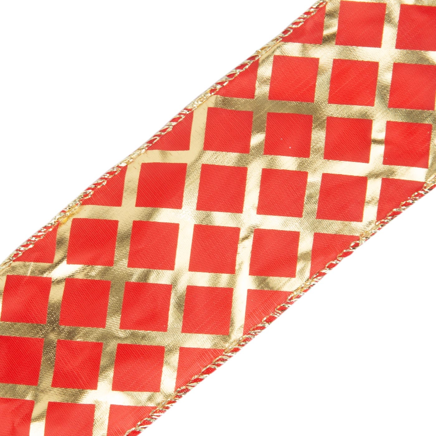 Cinta Navideña JOY Roja Rombos Dorados 6.3 cm Cinta Navideña JOY Roja Rombos Dorados 6.3 cm