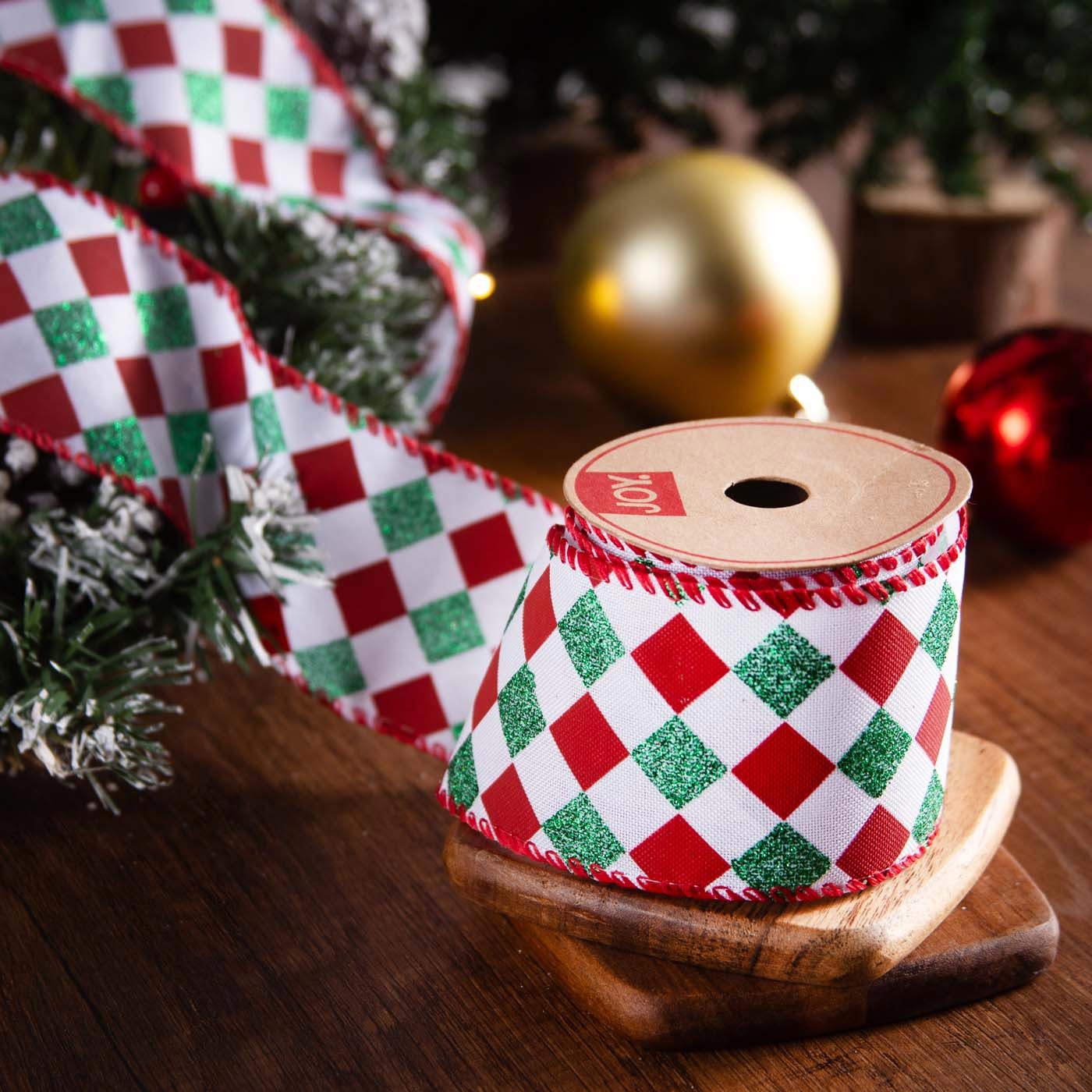 Cinta Navideña JOY Rombos Rojo/Verde/Blanco 6.3 cm Cinta Navideña JOY Rombos Rojo/Verde/Blanco 6.3 cm