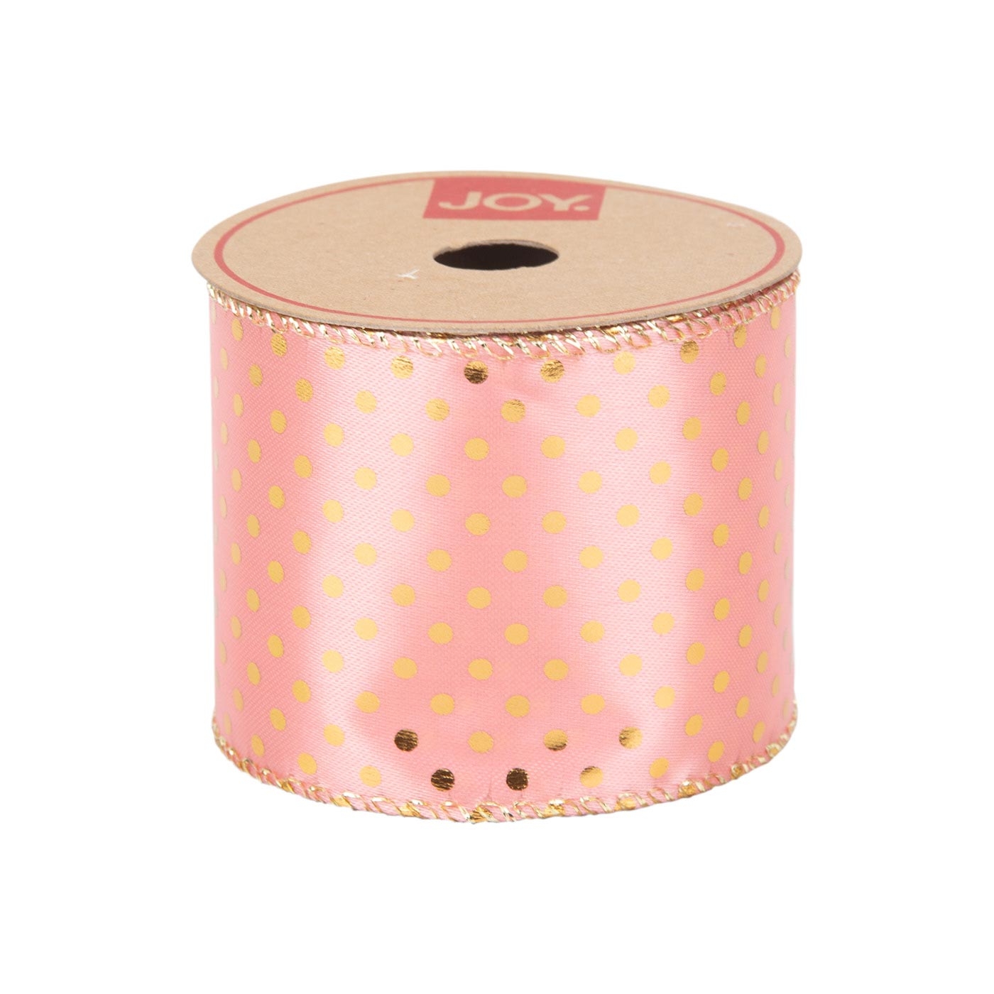 Cinta Navideña JOY Rosado Puntos Dorados 6.3 cm Cinta Navideña JOY Rosado Puntos Dorados 6.3 cm