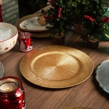 Plato Base 32 cm JOY Dorado Líneas - " Plato Base 32 cm JOY Dorado Líneas -