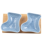 Set x 3 Piezas FREE HOME Platos para Snack Zapatos Navidad + Bandeja de Bambú - " Set x 3 Piezas FREE HOME Platos para Snack Zapatos Navidad + Bandeja de Bambú -