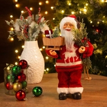 Muñeco Papá Noel JOY Abrigo de Lana Rojo con Bastones de Esquí 30 cm - " Muñeco Papá Noel JOY Abrigo de Lana Rojo con Bastones de Esquí 30 cm -