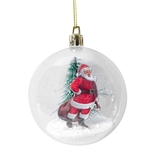 Bola de Navidad JOY Transparente Santa Claus 8 cm - " Bola de Navidad JOY Transparente Santa Claus 8 cm -