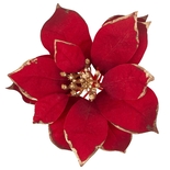 Adorno Navideño Rama Flor JOY Poinsettia Roja Clip - " Adorno Navideño Rama Flor JOY Poinsettia Roja Clip -