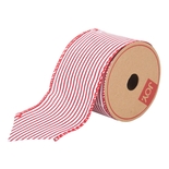 Cinta Navideña JOY Blanca Líneas Rojas 6.3 cm - " Cinta Navideña JOY Blanca Líneas Rojas 6.3 cm -