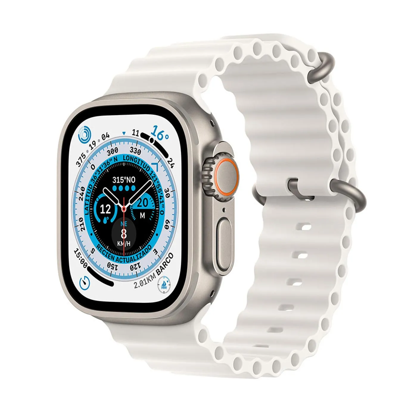 Apple Watch Ultra GPS + Cellular de 49 mm Caja de Titanio, Correa Ocean Blanco