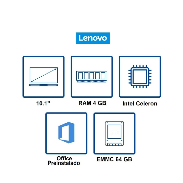 Computador Portátil 2 en 1 LENOVO 14" Pulgadas D330 - Intel Celeron - RAM 4GB - Disco SSD 64GB - Gris