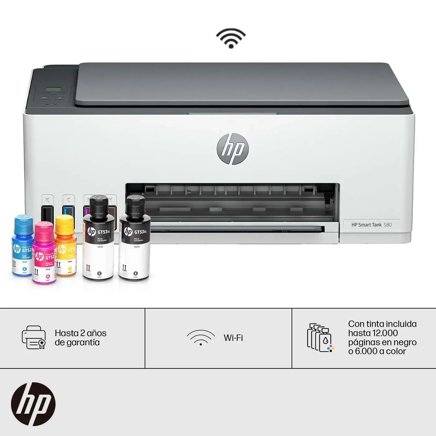 Impresora Multifuncional HP 580 Smart tank WIFI Blanca