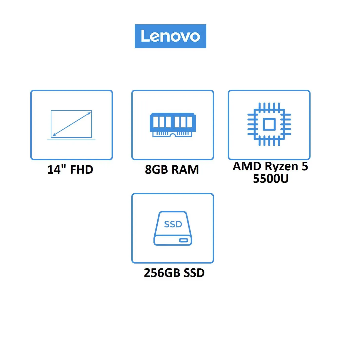 Computador Portátil LENOVO 14" Pulgadas IdeaPad 3 - AMD Ryzen 5 - RAM 8GB - Disco SSD 256GB - Azul