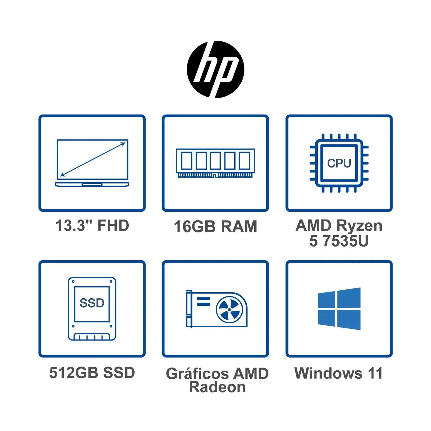 Computador Portátil HP 13,3" Pulgadas Be2000la AMD Ryzen 5- RAM 16GB - Disco SSD 512GB - Plateado