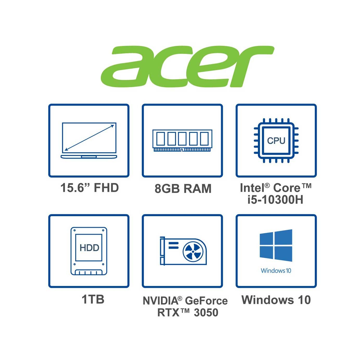 Computador Portátil Gamer ACER 15.6" Pulgadas 51PA - Intel Core i5 - RAM 8GB - Disco HDD 1 TB - Negro