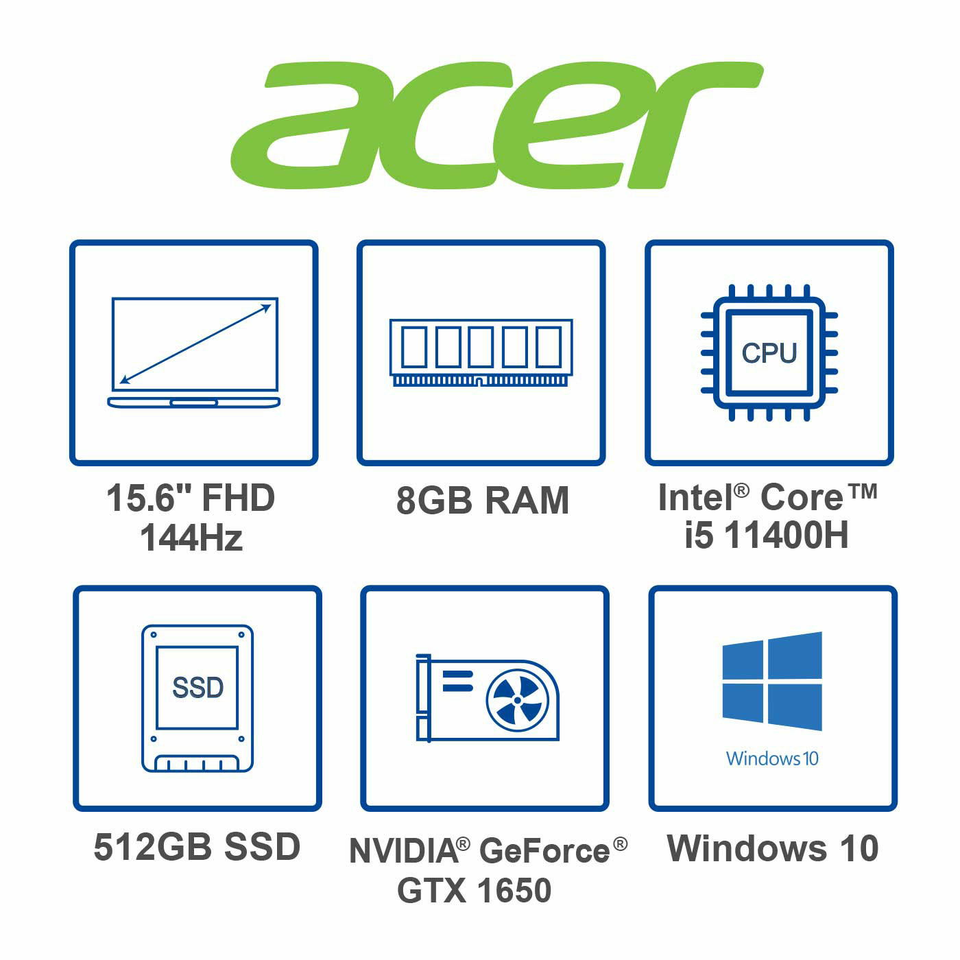 Computador Portátil Gamer ACER 15.6" Pulgadas 583J - Intel Core i5 - RAM 8GB - Disco SSD 512GB - Negro