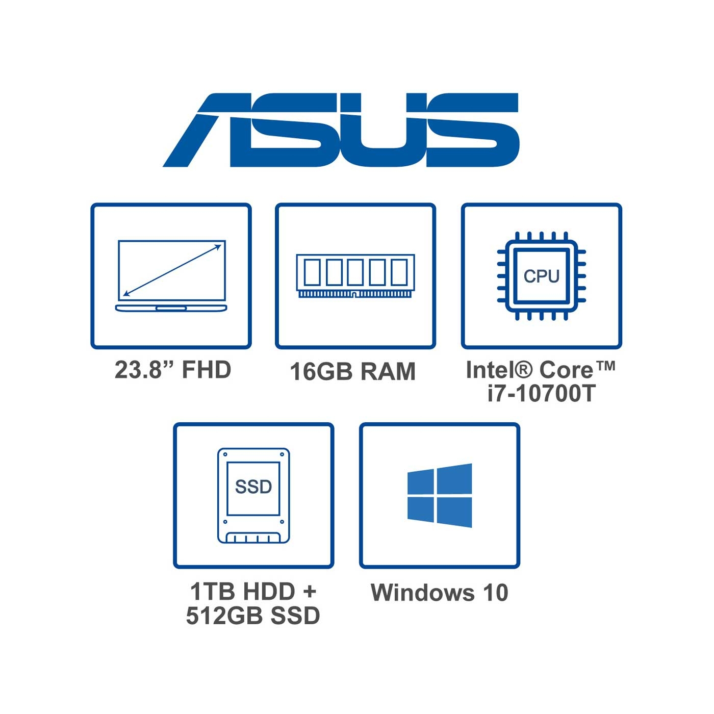 Computador All in One ASUS ZenAiO 24 23.8" Pulgadas A5401WRA- Intel Core i7 - 16GB RAM - Disco Híbrido 1TB HDD + 512GB SSD - Negro