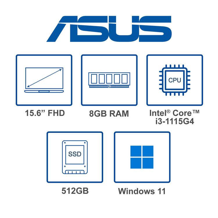 Computador Portátil ASUS 15,6" Pulgadas X515EA - Intel Core i3 - RAM 8GB - Disco SSD 512 GB - Plateado