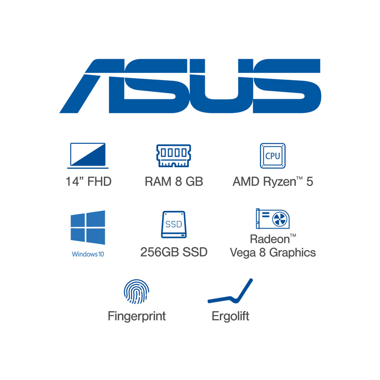 Computador Portátil ASUS VivoBook 14" Pulgadas M433IA-EB116T Procesador AMD Ryzen 5 - 8GB RAM - Disco Estado Sólido 256 GB - Rojo