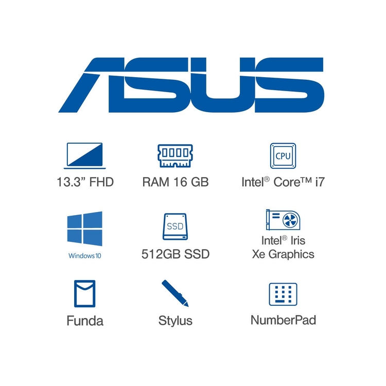 Computador Convertible 2en1 ASUS ZenBook Flip S 13,3" Pulgadas UX371EA Intel Core i7 - RAM 16GB - Disco SSD 512 GB - Negro