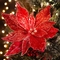Adorno Navideño Rama Flor JOY Poinsettia Roja Dorado 53 cm Adorno Navideño Rama Flor JOY Poinsettia Roja Dorado 53 cm