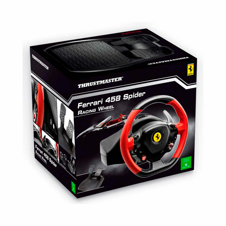 Timón + Pedales THRUSTMASTER Xbox One|Series Ferrari 458 Spider Racing Wheel Negro|Rojo