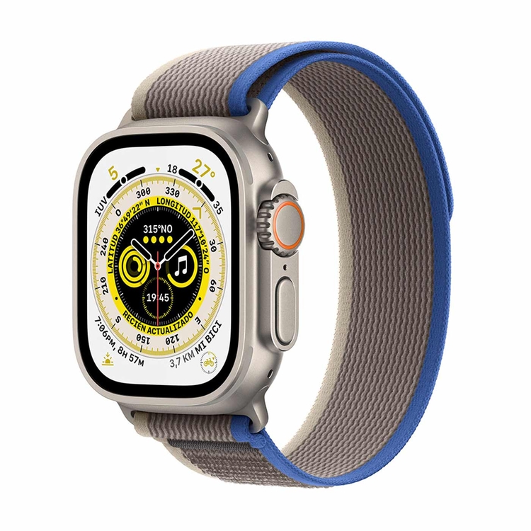 Apple Watch Ultra GPS + Cellular de 49 mm Caja de Titanio, Correa Loop Trail Azul|Gris Talla S|M