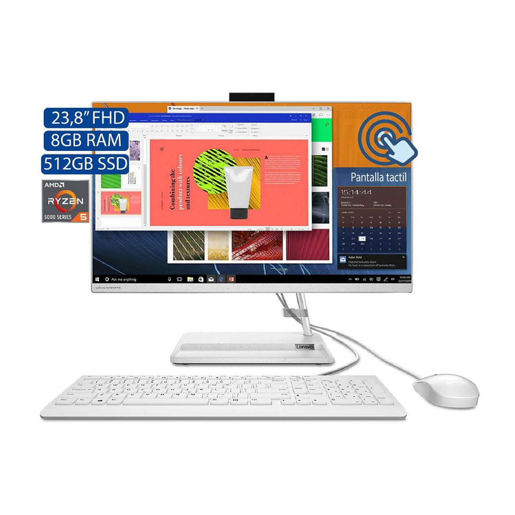 Computador All In One LENOVO 23,8" Pulgadas AIO 3 - AMD Ryzen 5 - RAM 8GB - Disco SSD 512GB - Blanco Computador All In One LENOVO 23,8" Pulgadas AIO 3 - AMD Ryzen 5 - RAM 8GB - Disco SSD 512GB - Blanco