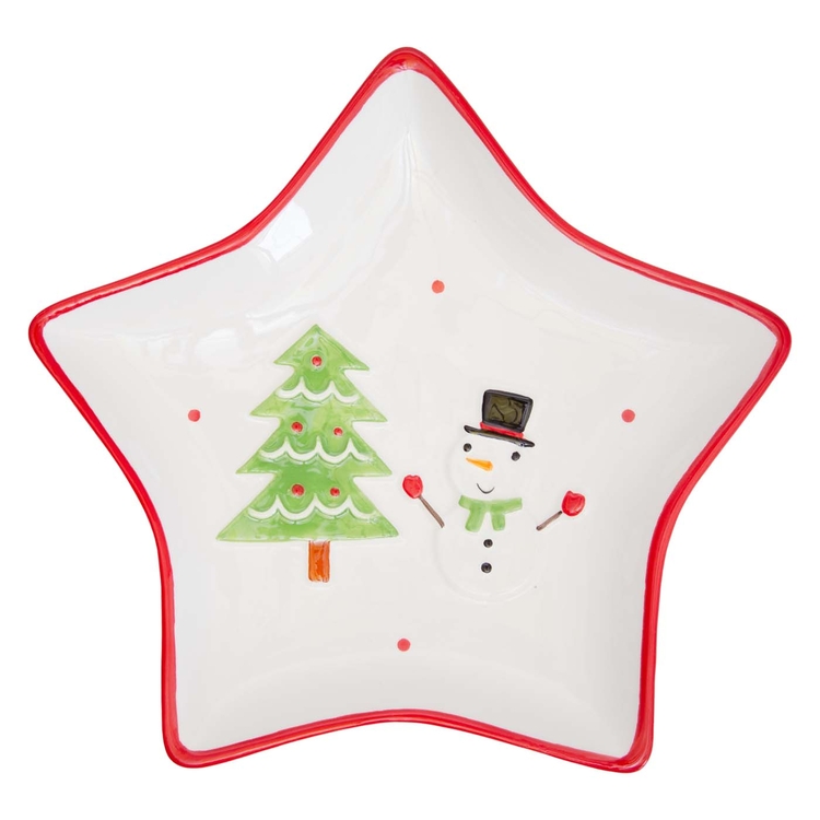 Plato Estrella JOY Muñeco de Nieve Navidad Plato Estrella JOY Muñeco de Nieve Navidad