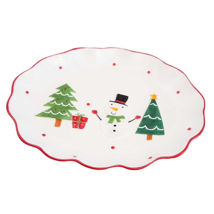 Plato Ovalado JOY Muñeco de Nieve Navidad Plato Ovalado JOY Muñeco de Nieve Navidad