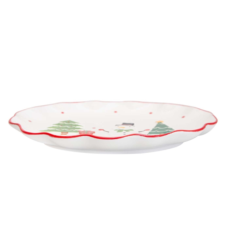 Plato Ovalado JOY Muñeco de Nieve Navidad Plato Ovalado JOY Muñeco de Nieve Navidad