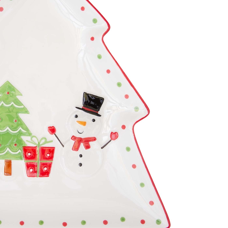 Plato Forma de Árbol JOY Muñeco de Nieve Navidad Plato Forma de Árbol JOY Muñeco de Nieve Navidad