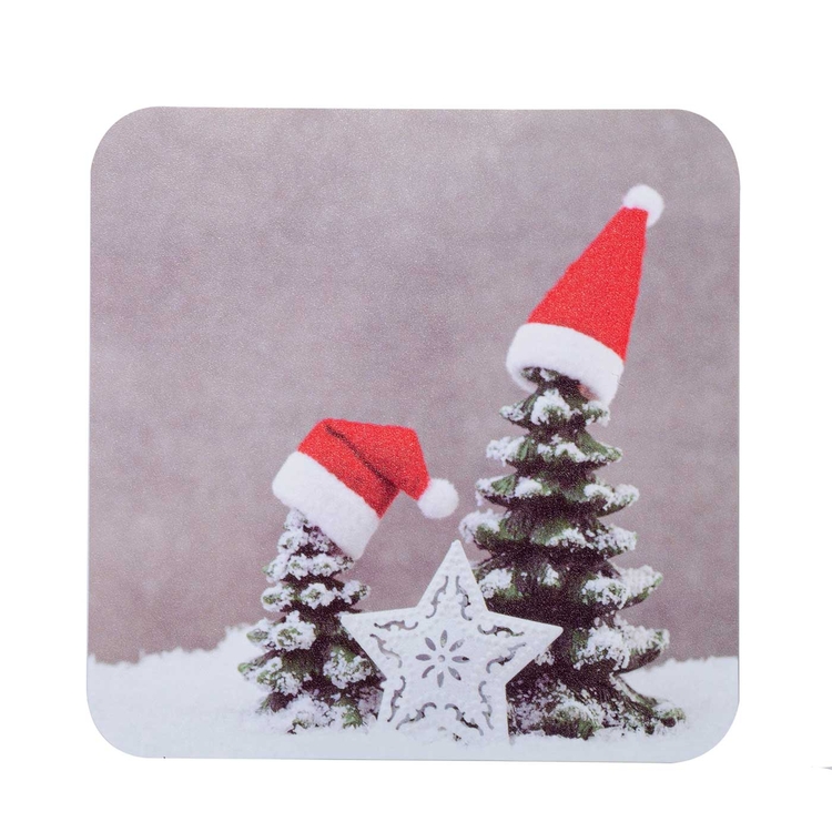 Set x 4 Individuales + 4 Portavasos JOY Árbol Navidad Nieve Set x 4 Individuales + 4 Portavasos JOY Árbol Navidad Nieve